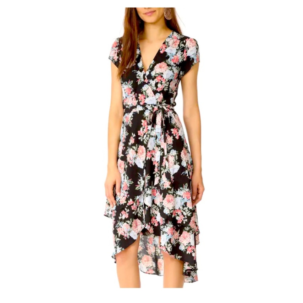 WAYF floral wrap dress